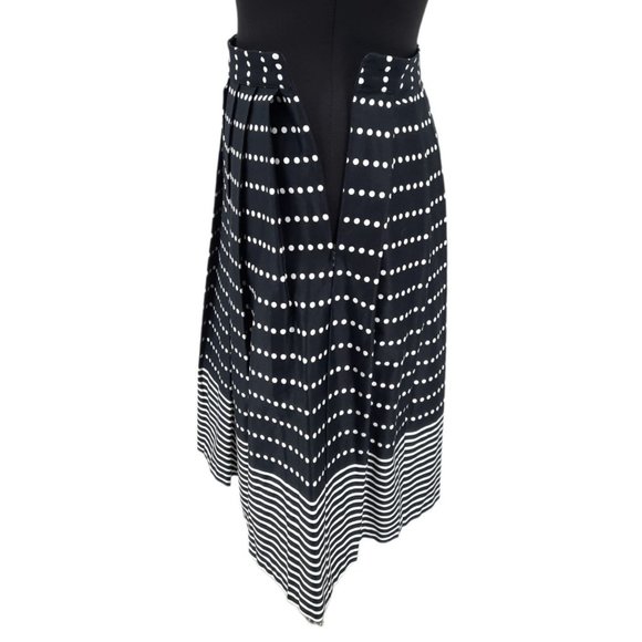 J.O.A. Los Angeles Black White Polka Dot Striped Pleated A-line Skirt Size S - Picture 7 of 10